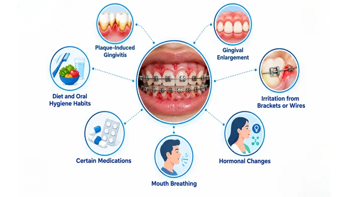 Common Causes of Swollen or Bleeding Gums with Braces